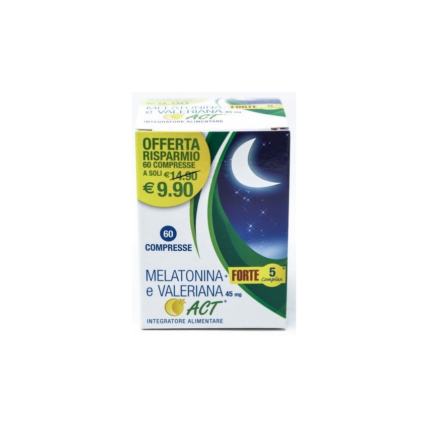 F&f Melatonina Act 1mg +Forte 5Complesso e Valeriana 60 Compresse