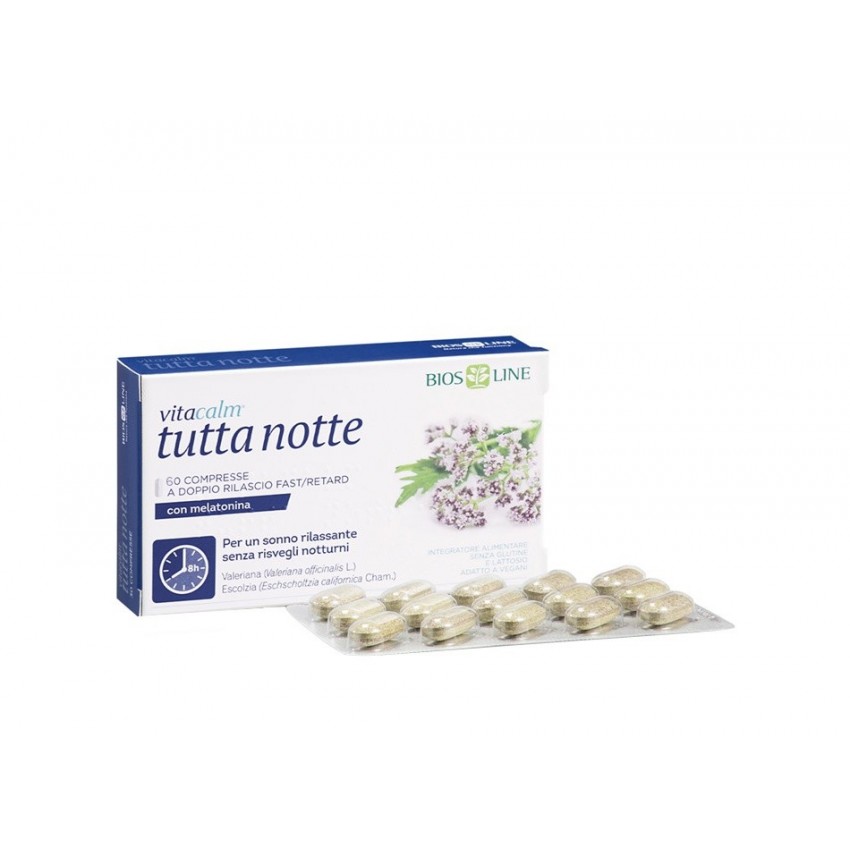 Vitacalm Bios Line Vitacalm Tutta Notte con Melatonina 60 Compresse