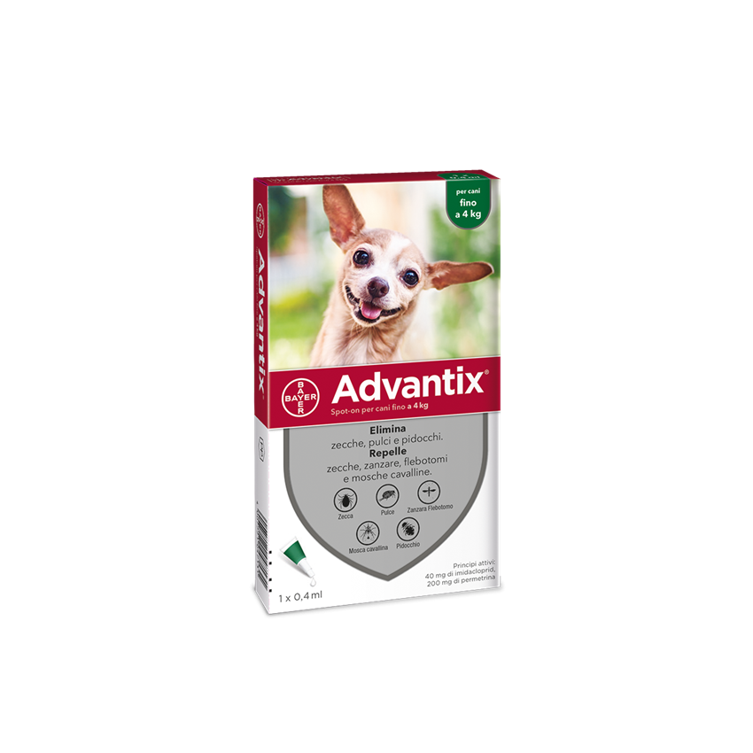 ELANCO ITALIA SpA ADVANTIX SPOT ON Per Cani Fino A 4Kg Soluzione 1 Pipetta da 0,4ml