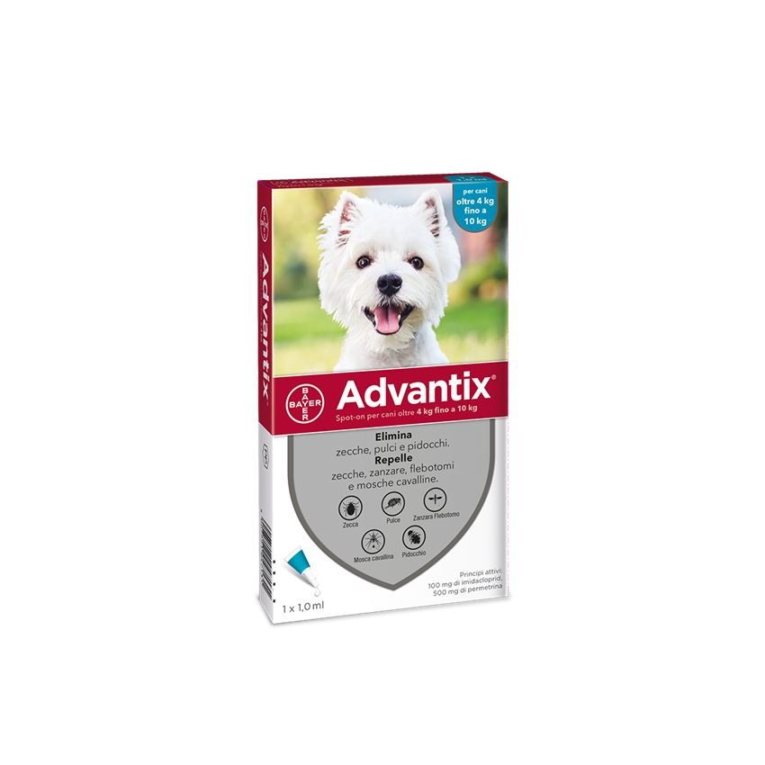 ELANCO ITALIA SpA ADVANTIX SPOT ON Per Cani da 4 a 10 Kg Soluzione 1 Pipetta da 1,0ml