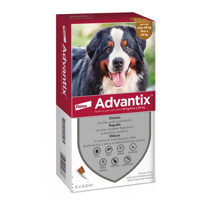 ELANCO ITALIA SpA ADVANTIX SPOT ON Per Cani Da 40kg a 60kg 6 Pipette Da 6ml