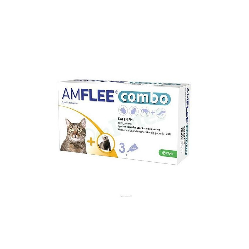 KRKA FARMACEUTICI MILANO Srl AMFLEE COMBO 50 mg/60 mg soluzione spot-on per gatti e furetti da 3 pipette da 0,5 ml