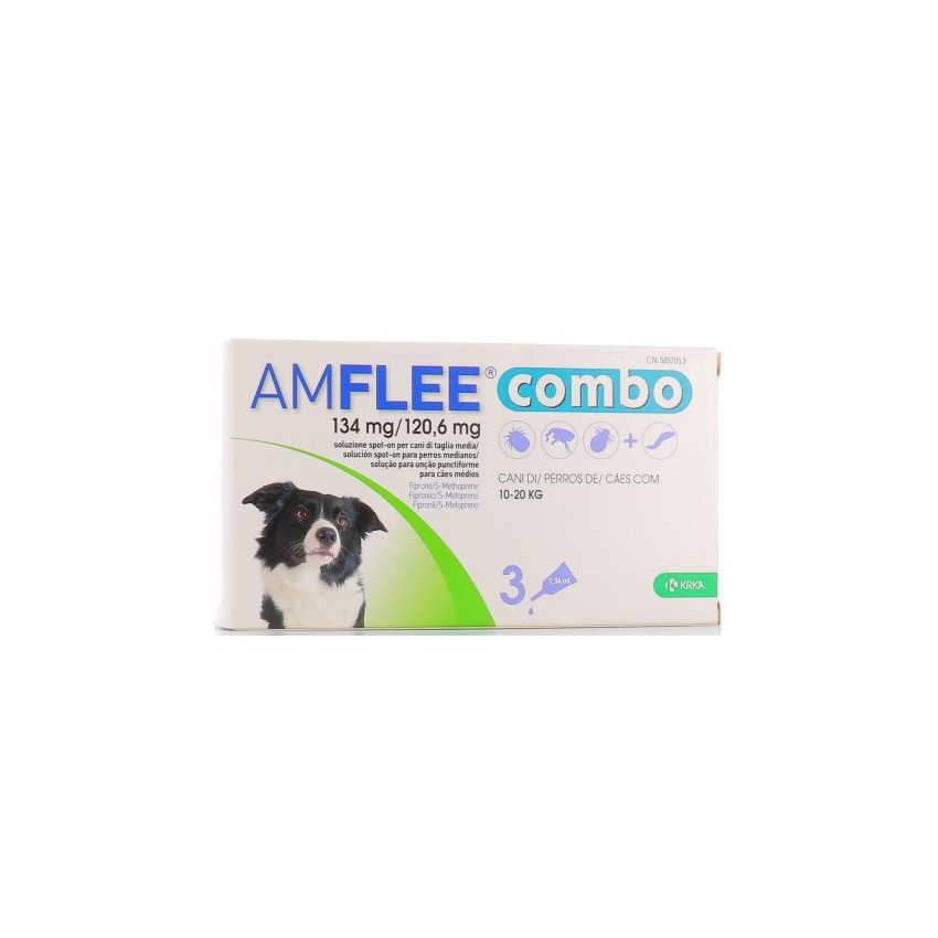 KRKA FARMACEUTICI MILANO Srl AMFLEE SPOT ON 3 pipette 1,34 ml 134 mg cani da 10 a 20 kg